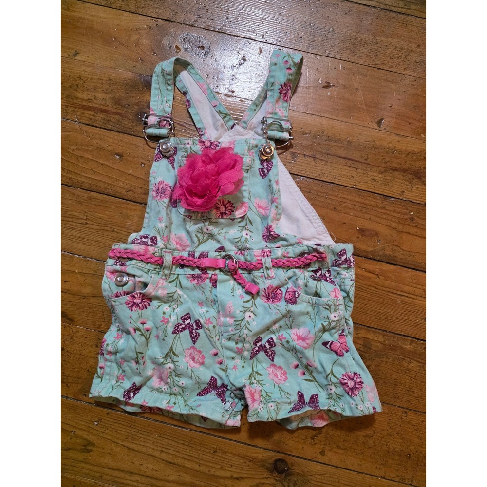 Healthtex Baby Girls Mint Floral Butterfly Shortalls with 3D Flower 24M